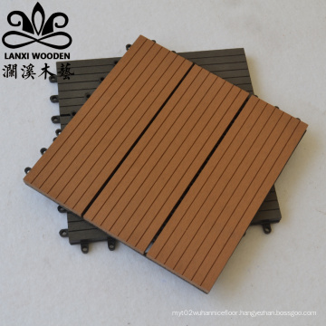 Wood plastic composite floor tiles WPC DIY outdoor solid tile interlock pavement interlocking co-extrusion anti slip floor tile